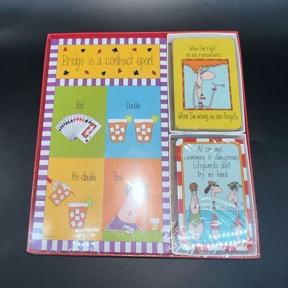 Bridge Is A Contract Sport Gift Set 2 Deck Cards Score Pads Comics Game Playing - Picture 1 of 8